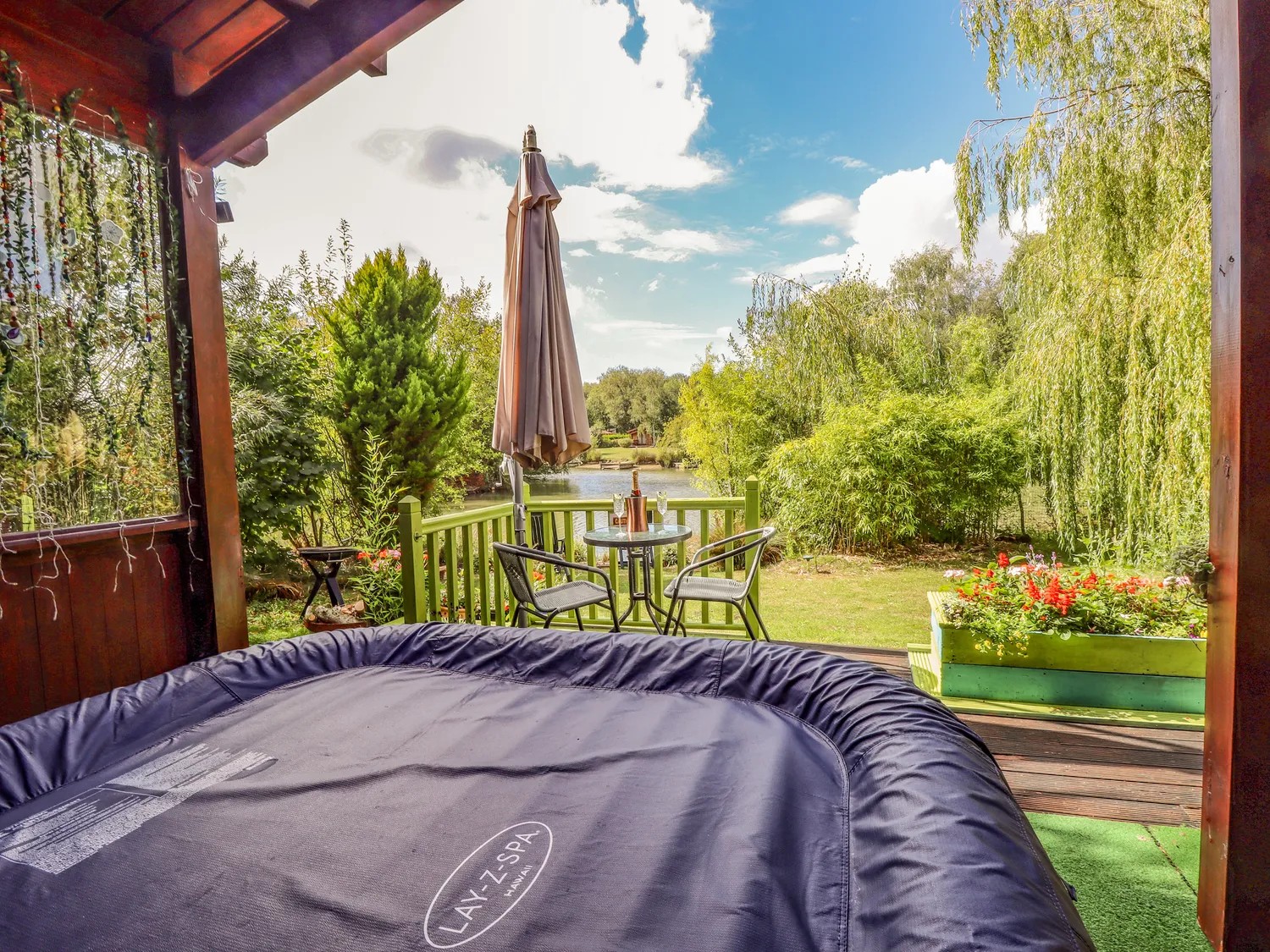 Hot tub with lake view